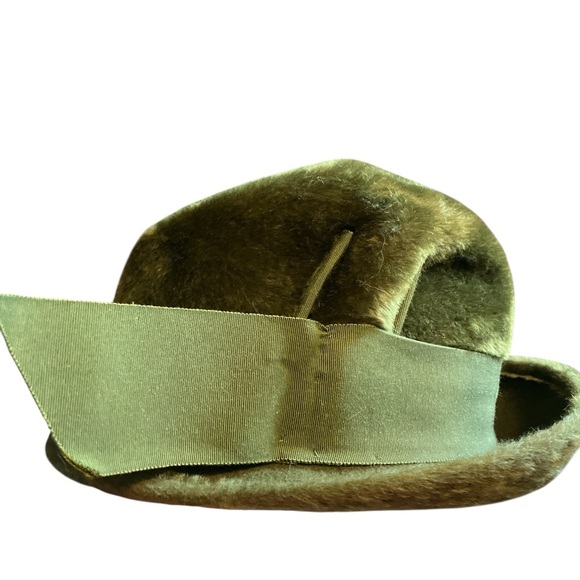 60’s Amy New York Vintage Forest Green Fuzzy Alpine Fedora Women’s Hat - Picture 7 of 9